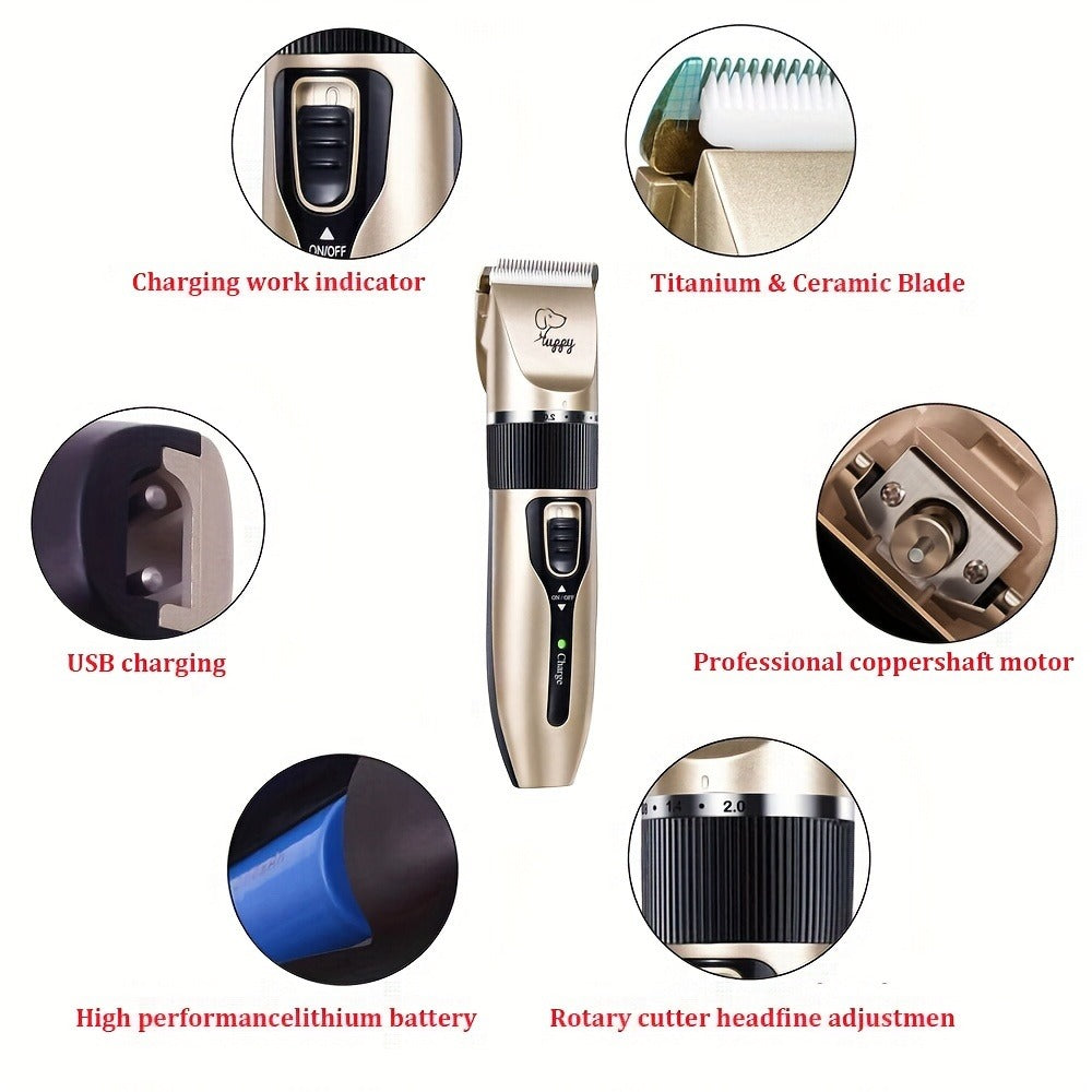 12-in-1 Pet Hair Trimmer Kit USB Rechargeable – Professional Cordless Electric Clippers for Dogs Cats Puppies Kittens