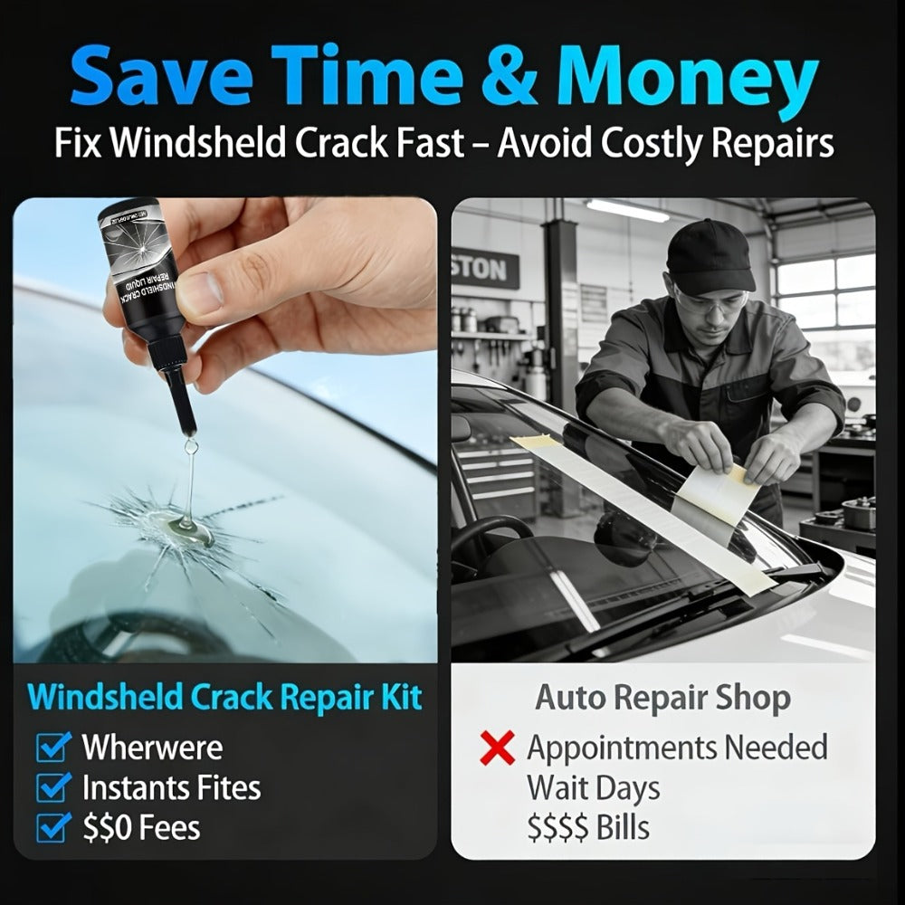 Windshield Repair Kit Nano UV Resin 15-Minute Fix for Bullseye Star Spider Cracks Scratches – DIY Car Glass Crack Repair Fluid with Suction