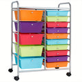 15-Drawer Rolling Storage Cart with 5 Large and 10 Small Drawers in Four Source-Labeled Finishes