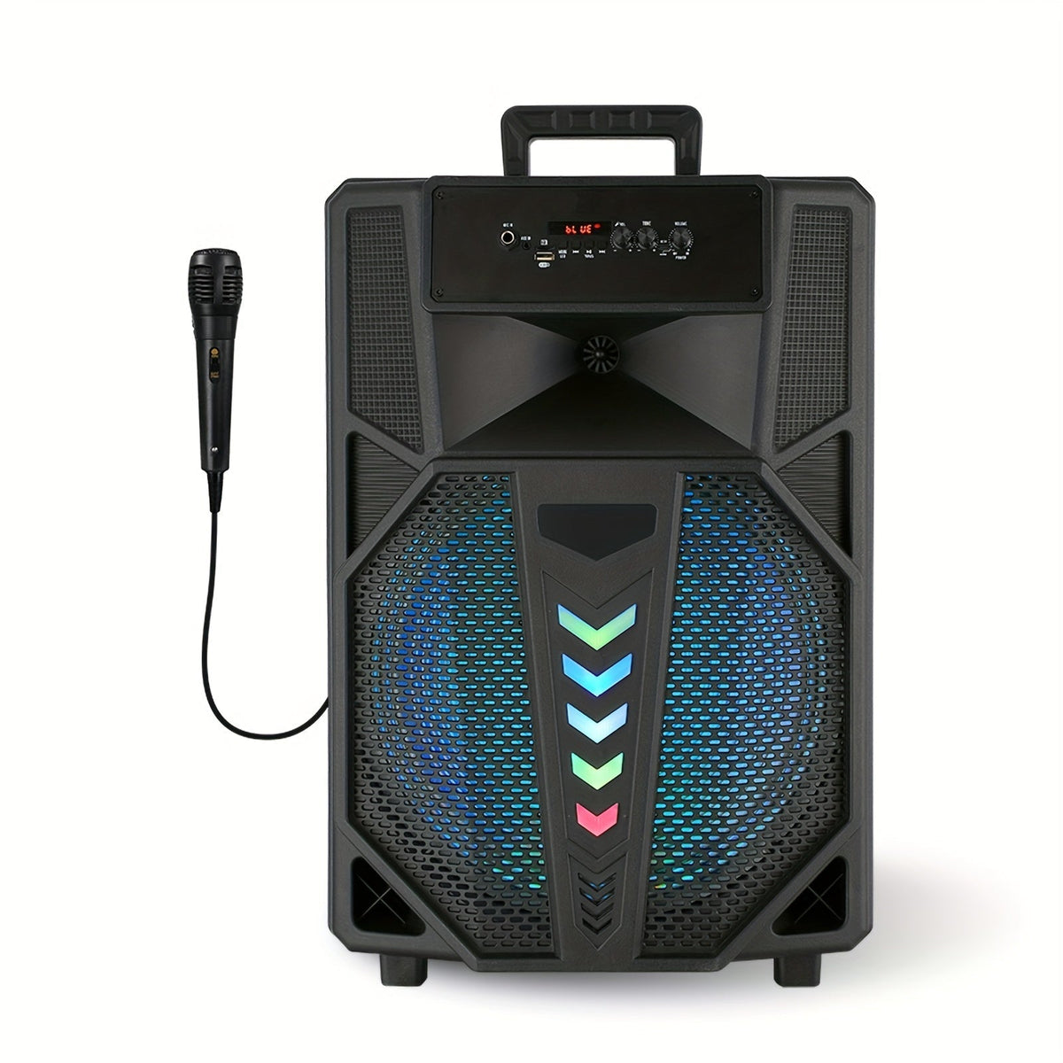 15-Inch Portable PA Speaker with RGB Lights, Wireless Audio and Mic