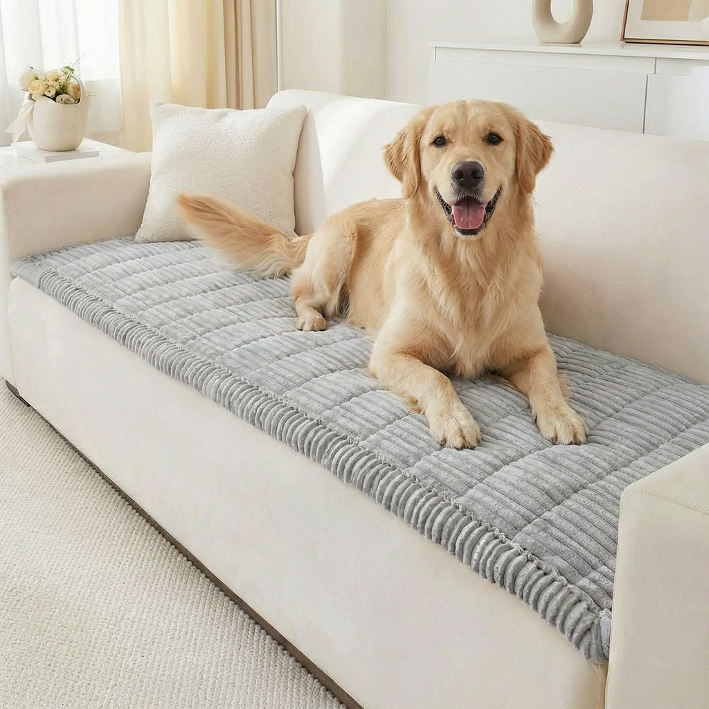 Plush Pet Couch Cover, Small (1-Seater) — 24 x 48 inches / Grey
