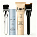 Liquid Foundation Makeup Set 4 Pcs, Full Coverage Buildable Foundation, Eye Cream Applicator & 2 Foundation Brushes
