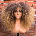 Synthetic Wig 18-Inch Kinky Curly Afro with Full Bangs, Glueless Straps and Combs for Costume Styling