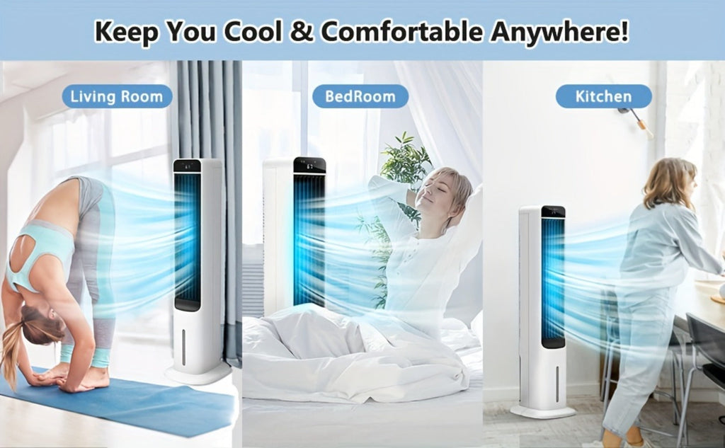 Evaporative Air Cooler Portable 1.32 Gal, 3-in-1 Swamp Cooler Fan Humidifier with Ice Cooling, 4 Ice Packs