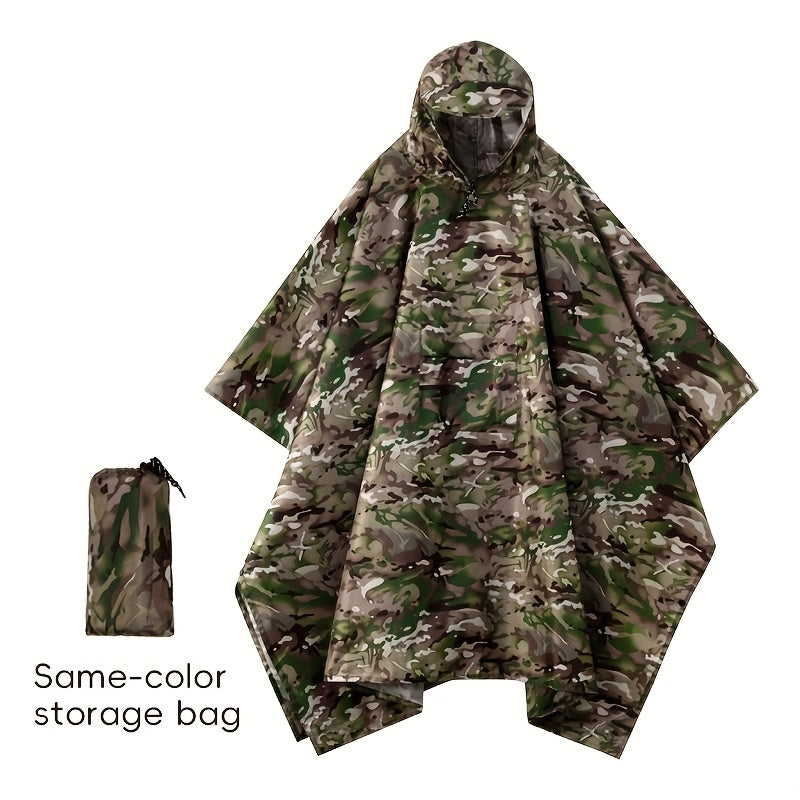 Waterproof Rain Poncho Digital Camouflage – Lightweight Polyester Raincoat for Hiking Camping Mountain Climbing Outdoor Sports