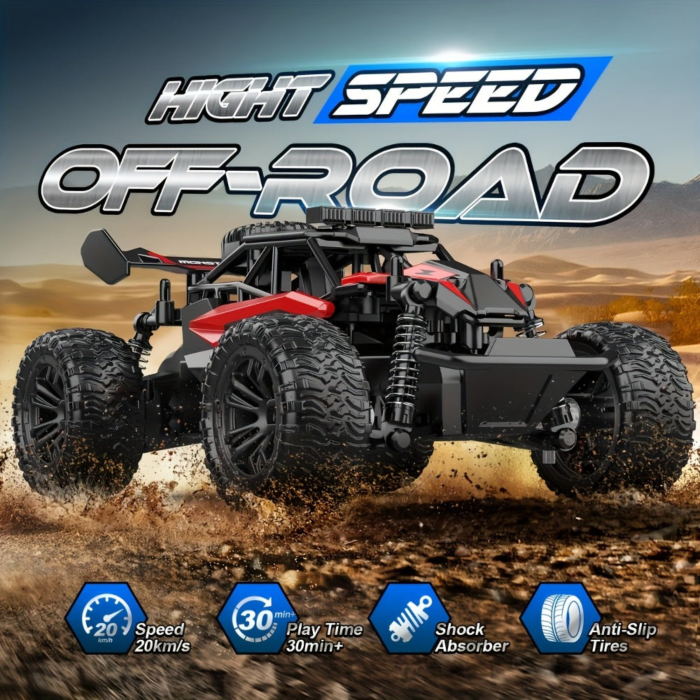 RC Off-Road Truck for Kids Ages 6+, High Speed Remote Control Car Alloy Steel Body Full-Function 4WD Monster Truck Toy for Boys