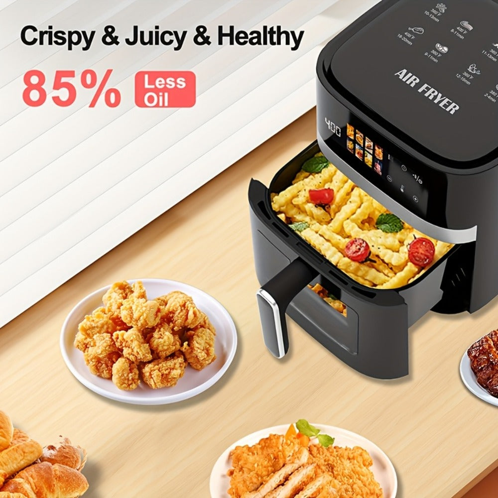 Air Fryer 5 Quart 8-in-1 Electric Hot Air Oven 1350W with LED Touchscreen & 360° Hot Air Circulation