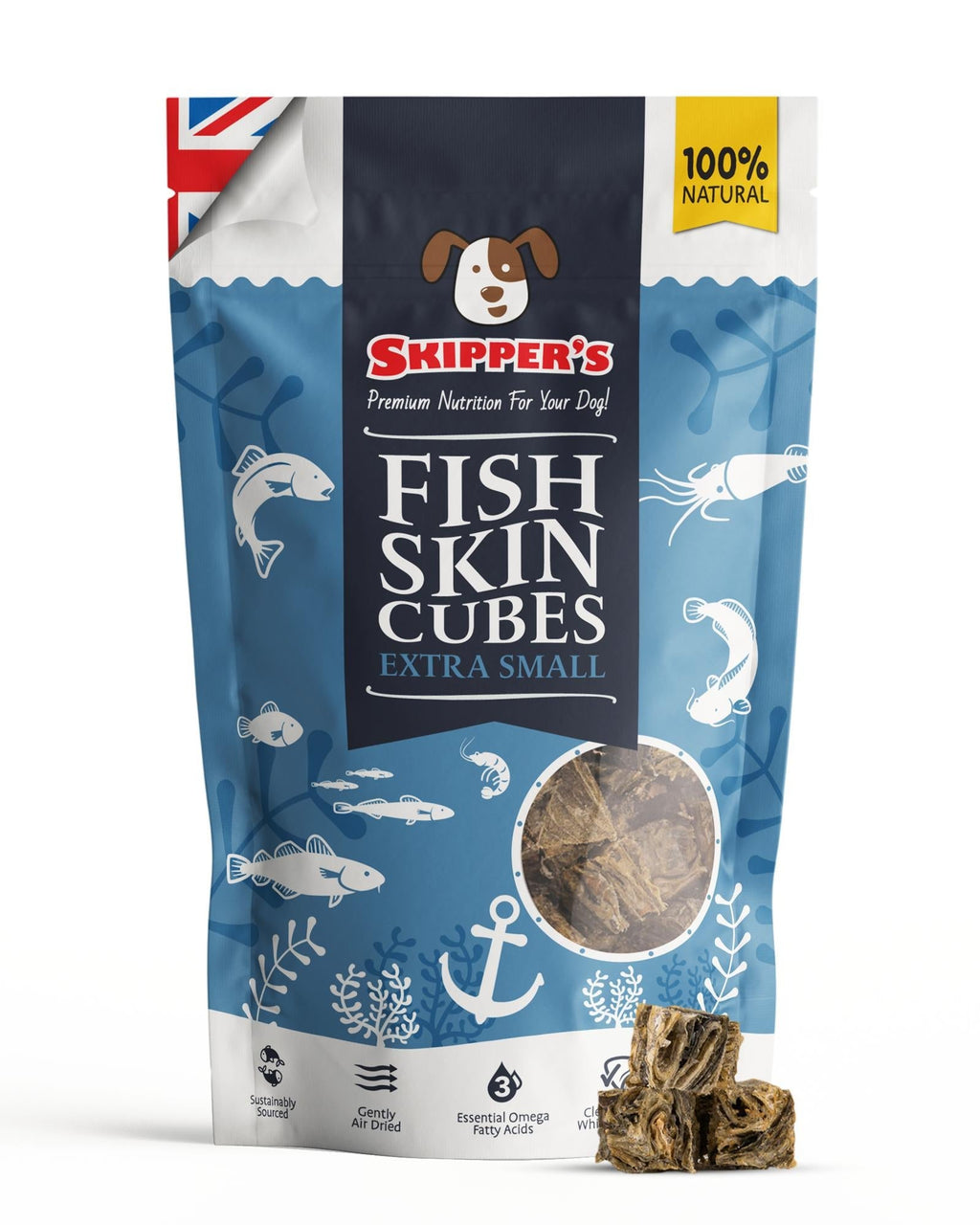 Air-Dried Fish Skin Cube Dog Treats, Extra Small / 70g
