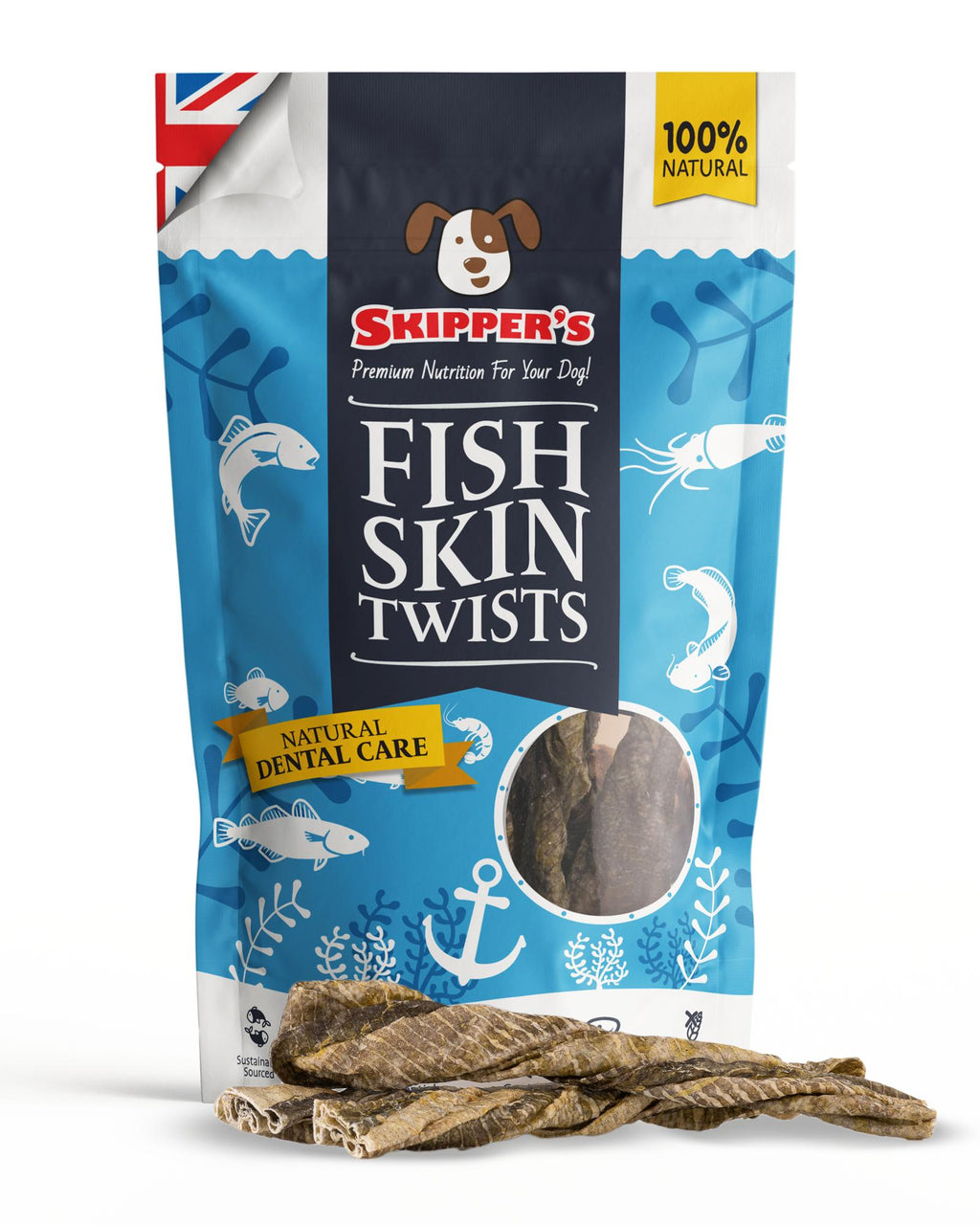 Air-Dried Cod Fish Skin Dog Chews, Short / 70g