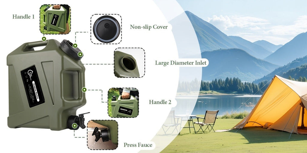 Water Storage Container with Spigot 2 Handles BPA Free PVC Collapsible Water Jug for Camping Outdoor RV Hiking Emergency Survival Portable