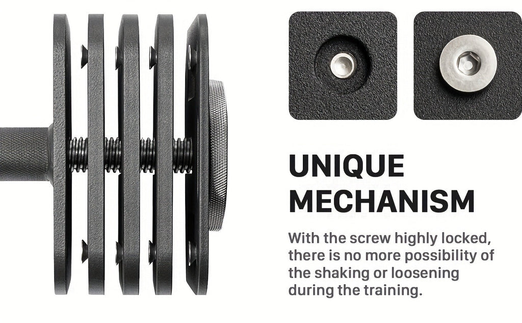 Quick-Lock Adjustable Dumbbell Set 10–80LB – 5LB Increments Square Weight Plates for Home Gym Fitness, Compatible Longer Screws & Add-On