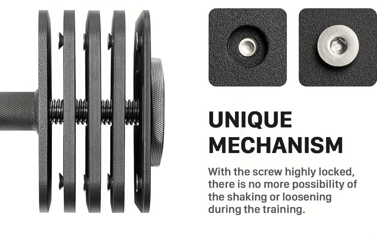 Quick-Lock Adjustable Dumbbell Set 10–80LB – 5LB Increments Square Weight Plates for Home Gym Fitness, Compatible Longer Screws & Add-On