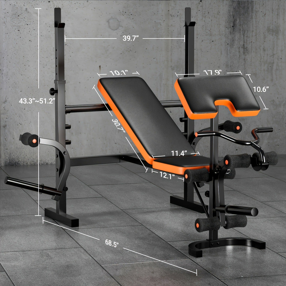 Adjustable Weight Bench 6-in-1 Foldable – Flat Incline Decline, Resistance Bands, Preacher Curl & Leg Developer, 770lb Capacity