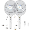 Electric Fly Swatter Racket Rechargeable 2-Pack, 3000V Bug Zapper with LED Light, USB Charging