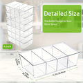 Six-Piece Clear Pantry Organizer Bin Set with Removable Dividers for Cabinets, Fridges and Shelves