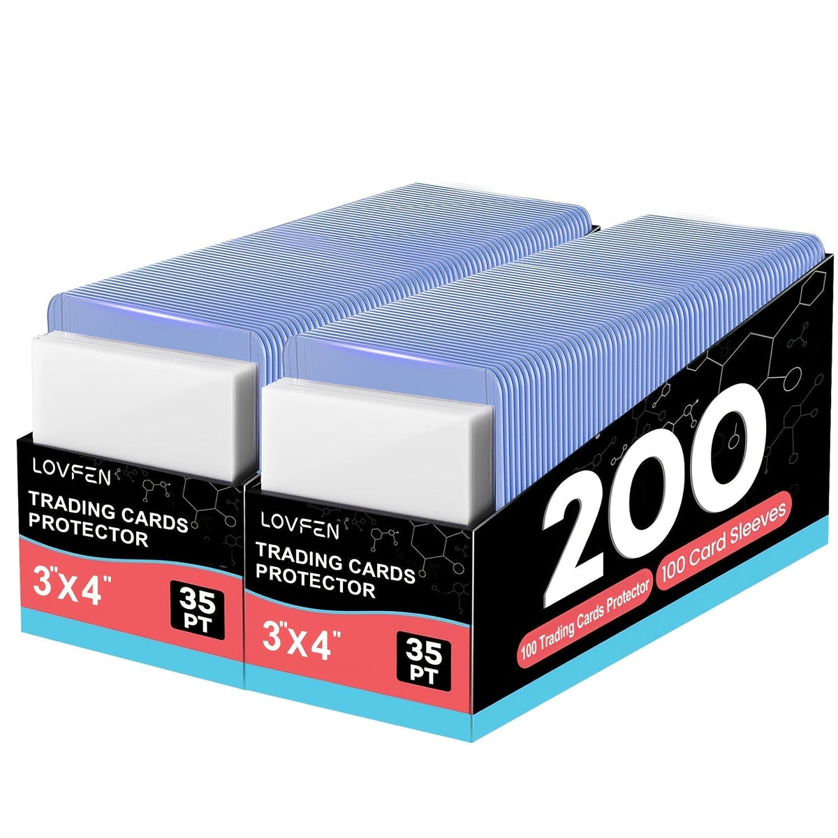 Card Toploads & Sleeves 3x4 Hard Plastic Combo – 100/200/500/2000 Count Regular Top Loading Card Holders for Baseball Football Sports