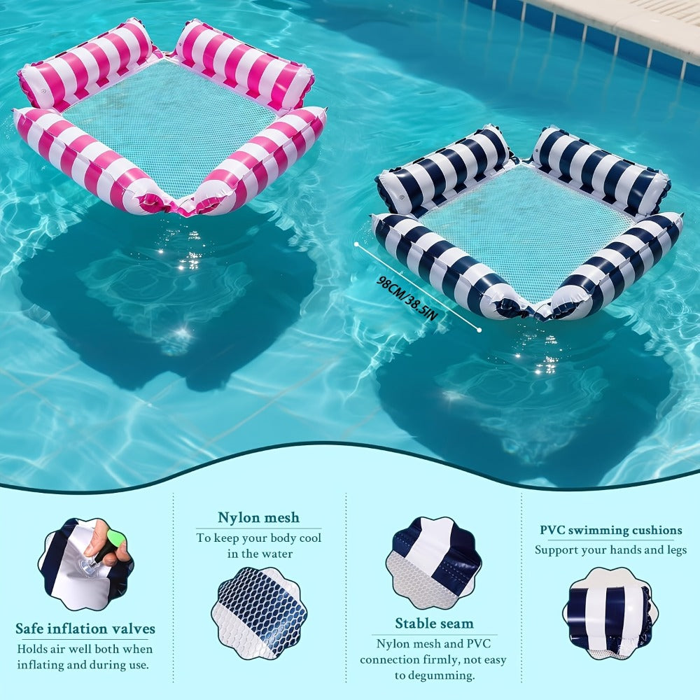 Striped Mesh Pool Float Chair Set, 110cm Size in Blue, Dark Blue, Pink or Mixed Two- and Three-Piece Options