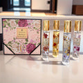Perfume Gift Set Four 20ml Slim Spray Bottles with Gold Caps in Pink or Botanical Hinged Boxes
