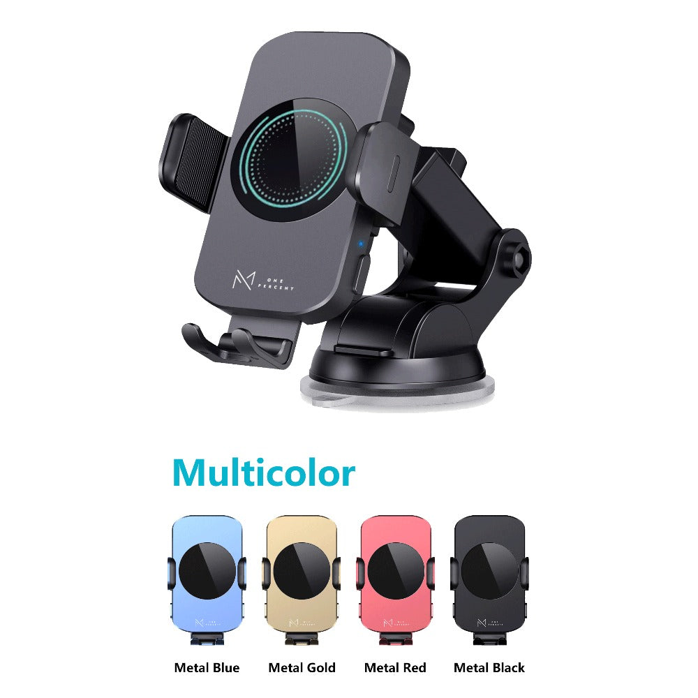 4-Color Wireless Car Charger Mount 15W Qi Auto-Clamping – Fast Wireless Charging Phone Holder for iPhone 17 16 15 14 13 12 11 Pro Max