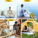 Yellow Cordless Work Fan for Select DeWalt 20V Max Batteries with LED Light, Hanging Hook and Adjustable Tilt, Battery Not Included