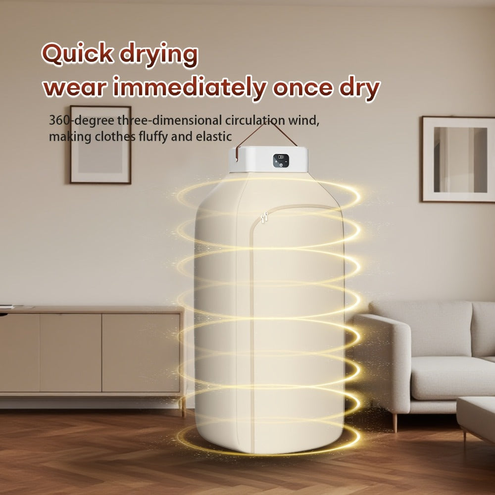 Mini Dryer Machine 600W Portable Clothes Dryer Dual Mode Quiet Operation Timer 1H 2H 8H Energy Efficient for Apartments Dorms RVs Travel