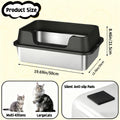 Stainless Steel Cat Litter Box with Scoop – High-Wall Semi-Enclosed Design, Non-Stick Easy Clean Surface, Anti-Leakage Odor Control