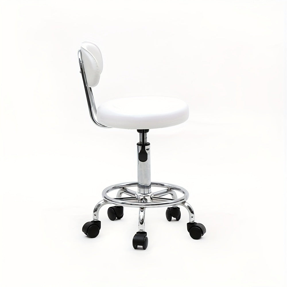 Adjustable Salon Stool with Back 360 Swivel PU Leather Cushioned Round Seat Chair for Salon Barber Spa Esthetician Home Office Vanity Makeup