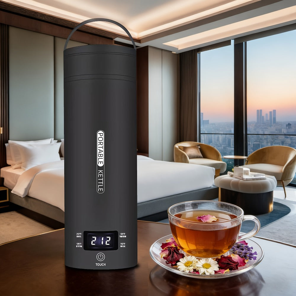 Travel Electric Kettle Mini Portable 304 Stainless Steel 4 Temperature Settings Auto Shut-Off Boil-Dry Protection BPA-Free Water Boiler