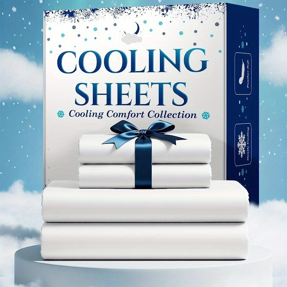 Bamboo Blend Cooling Bed Sheet Set 4pcs – Ultra Soft Breathable Kids Sheets, Deep Pocket Fitted Sheet 18"-24"