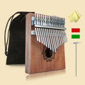 17-Key Vintage Kalimba Thumb Piano with Learning Guide and Tuning Hammer