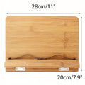Bamboo Book Stand Adjustable Foldable Portable Reading Stand with Page Clips for Cookbook Tablet E-Reader Textbook Sheet Music Desk Holder