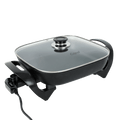 Electric Skillet 12x12 Inch Nonstick Ceramic with Glass Lid 1400W Adjustable Temperature up to 420°F
