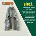 Gray Striped Microfiber Pet Bath Wrap with Adjustable Closure in Small, Medium and Large Sizes