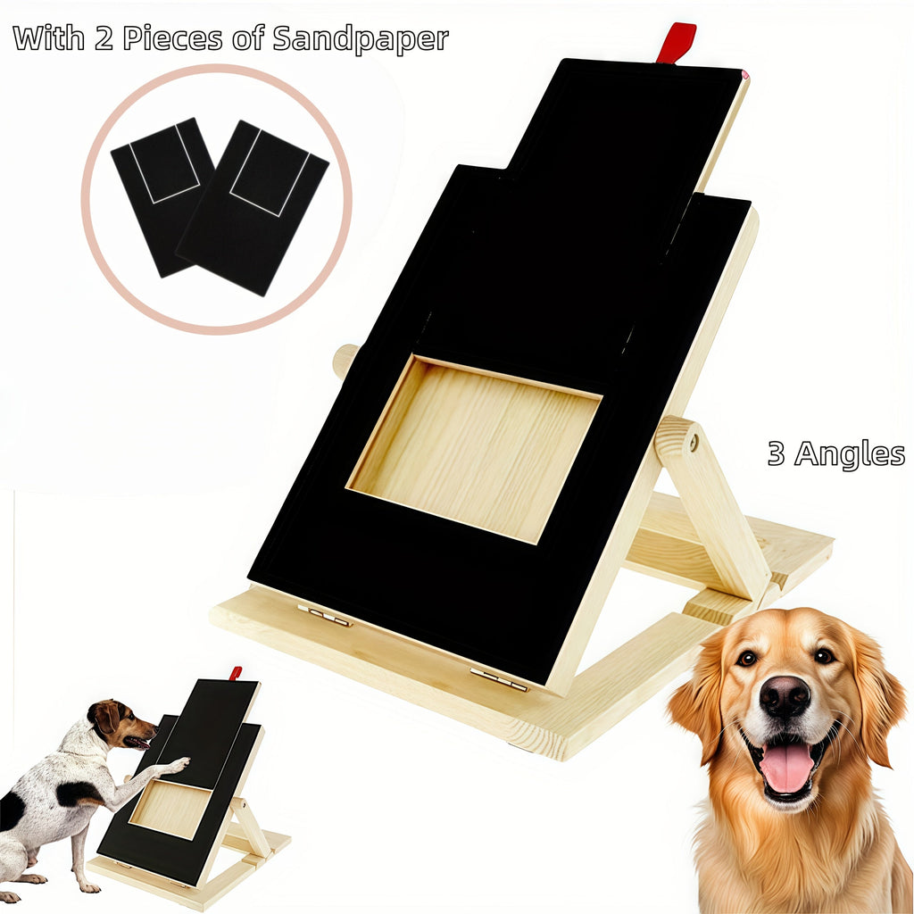 Dog Nail Scratch Board with Foldable Adjustable Stand, Replaceable Sandpaper and Bracket or Flat Options