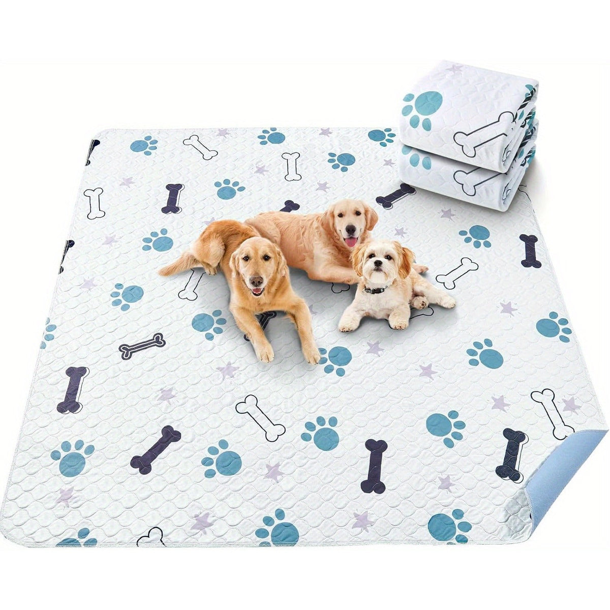 Washable Dog Pee Pads Reusable 4-Layer Absorbent Training Pad – Machine Washable Puppy Pads with Anti-Slip Bottom, Leakproof TPU Coating