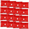 First Aid Bag 16-Pack – Empty Water-Resistant Nylon Pouch with Full-Open Zipper & Cross Symbol, Lightweight Portable Medical Bag for Home