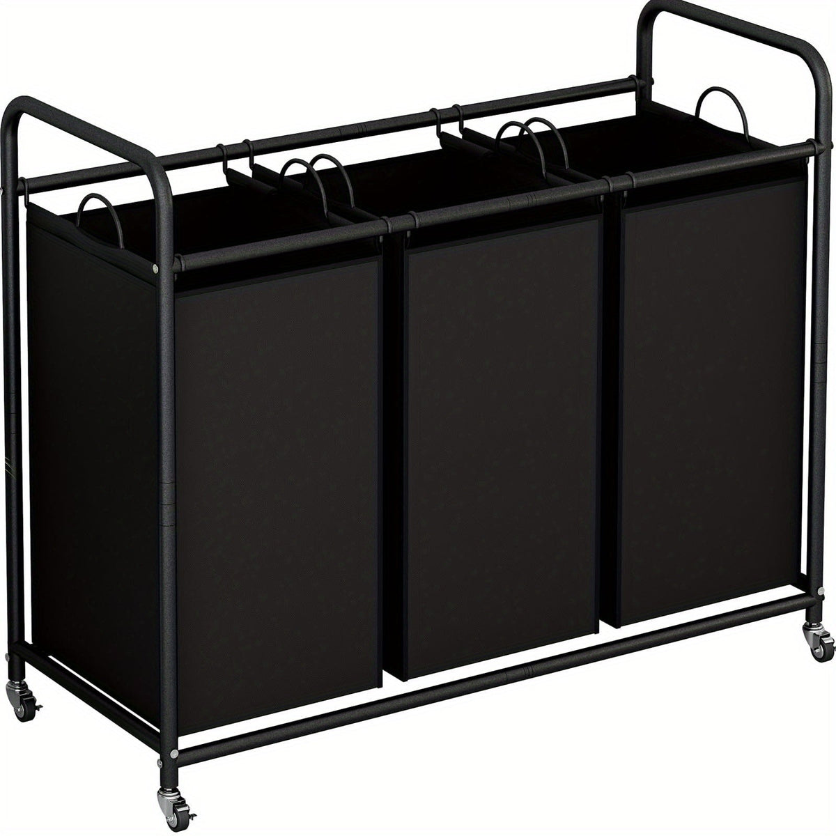 3-Bag Laundry Sorter Cart 63.4 Gallon, Rolling Hamper with Lockable Wheels & Removable Bags