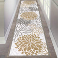 Floral Medallion Hallway Runner in Brown or Grey with 2 × 6, 2 × 8 and 2 × 10 ft Options for Home Decor