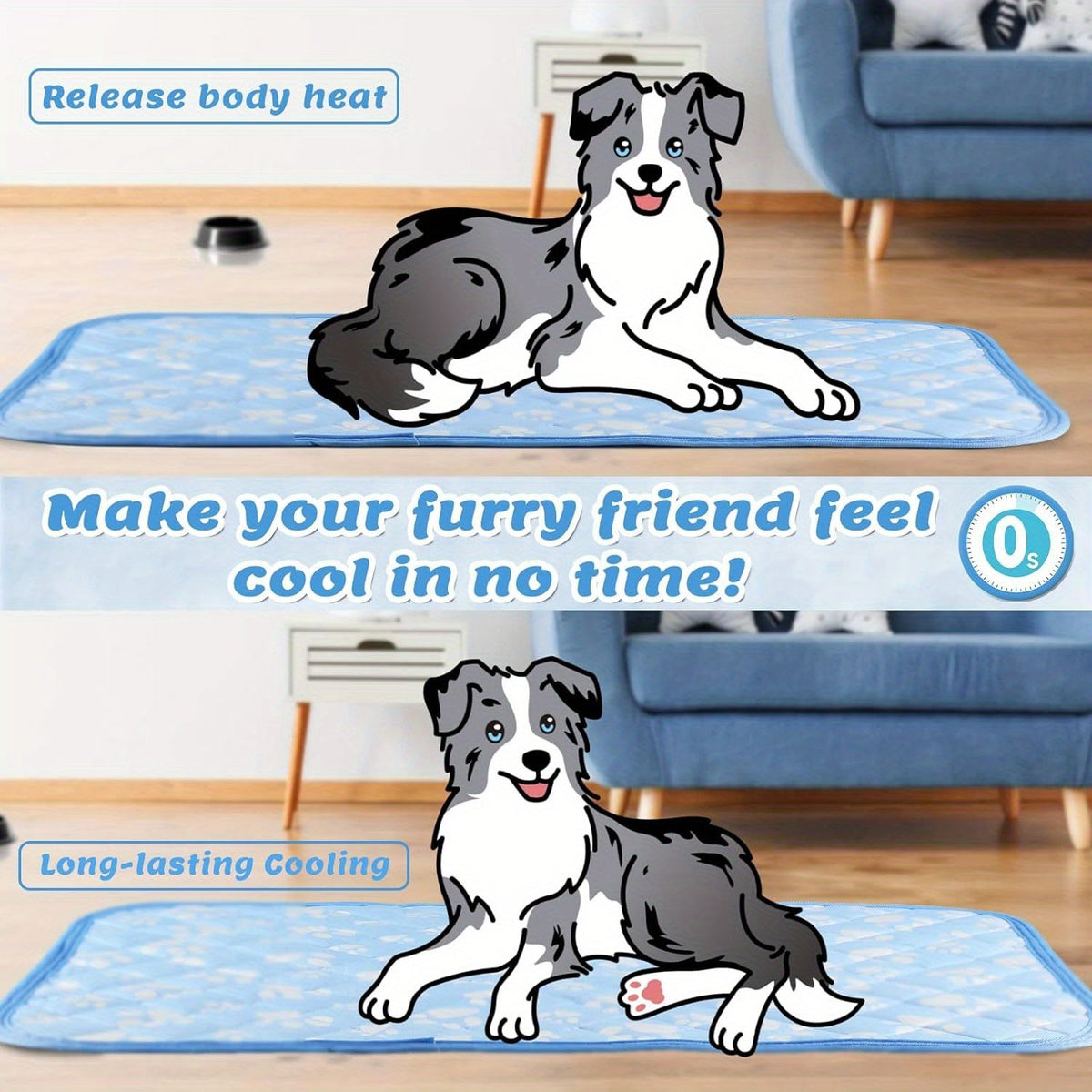 Dog Cooling Mat Self-Cooling Pad for Dogs & Cats – Pressure Activated Arc-Chill Fiber, Non-Toxic Washable Foldable Pet Cool Mat for Summer