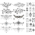 Temporary Tattoos, 10-Sheet Large Black Body Art Set with 60-Plus Floral, Ornamental and Symbol Motifs