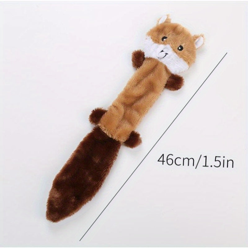 Dog Toy 3-Pack No-Stuffing Flat Plush Animals with Built-In Squeakers and Crinkle Layer for Small Medium Dogs