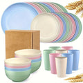 32-Piece Colorful Dinnerware Set for Eight with Round Plates, Bowls and Cups in Two Assorted Palettes