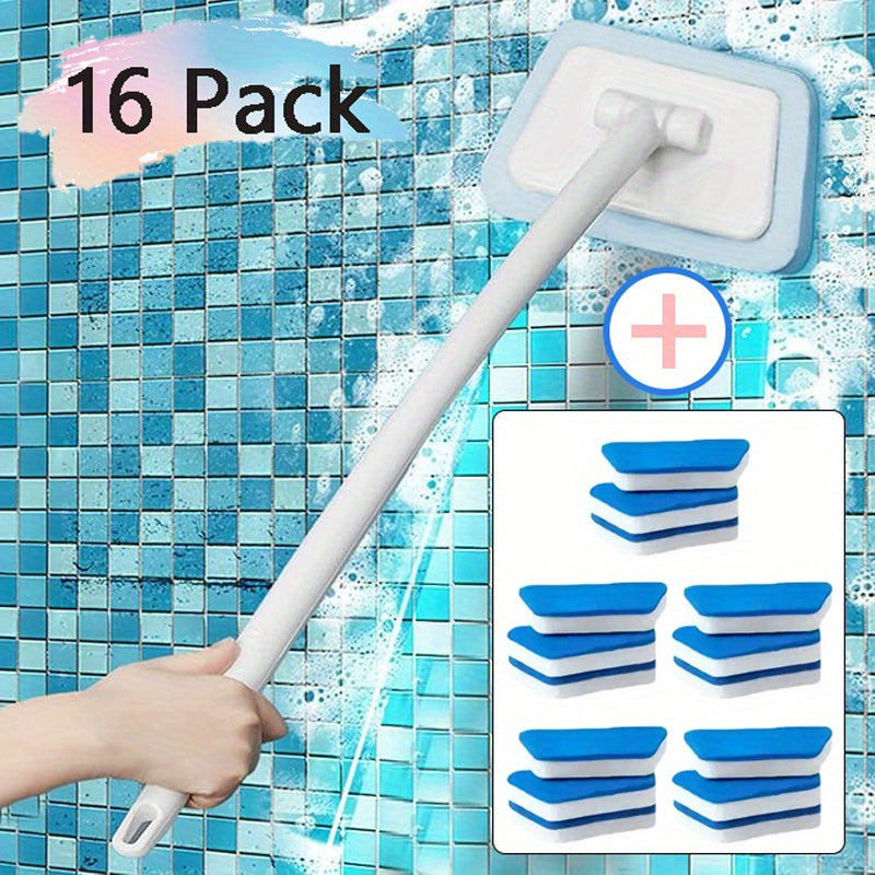 Shower Cleaning Brush Set with Replaceable Heads 7/11/16pcs – Bathtub Brush Wall Tile Brush Floor Brush Window Glass Cleaner
