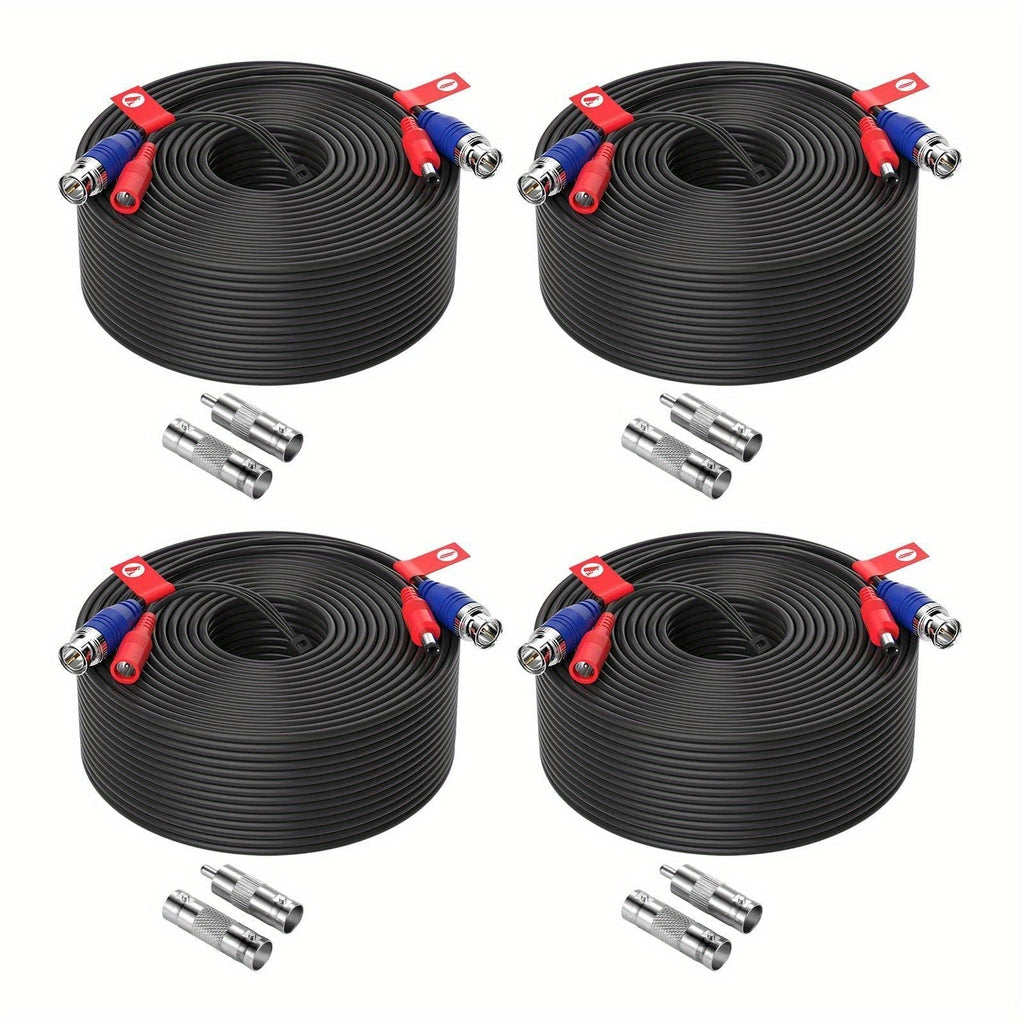 CCTV BNC Cable 4-Pack 100ft 30M, ZOSI Video Power 2-in-1 Security Camera Cable with BNC Connector and DC Plug