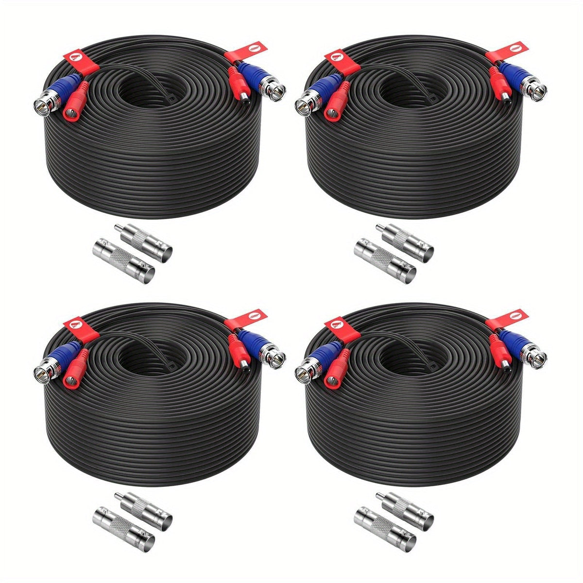 CCTV BNC Cable 4-Pack 100ft 30M, ZOSI Video Power 2-in-1 Security Camera Cable with BNC Connector and DC Plug