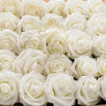 Artificial Flowers 50-Piece White Silk-Style Rose Set with Stems for Wedding Bouquets and DIY Decor