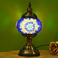 Turkish Moroccan Mosaic Table Lamp Handmade Crystal Glass Spherical Shade 3-Color Adjustable for Entryways, Bedrooms and Living Spaces