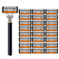Safety Razor Set with Replacement Blades – Anti-Slip Metal Handle, Contour Fitting, Fully Washable Shaving Kit for Men | 24 or 36 Blades