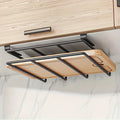 Kitchen Organizer Cutting Board Hook Rack in Carbon Steel for Cabinet-Door or Wall-Mount Storage in Black