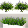 Artificial Flowers 11-Piece Lavender Stem Set in Purple Plastic for Garden, Wedding and Home Displays